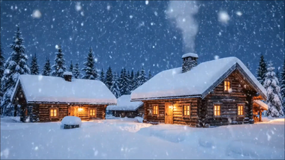 Cabin Glow Winter Projection